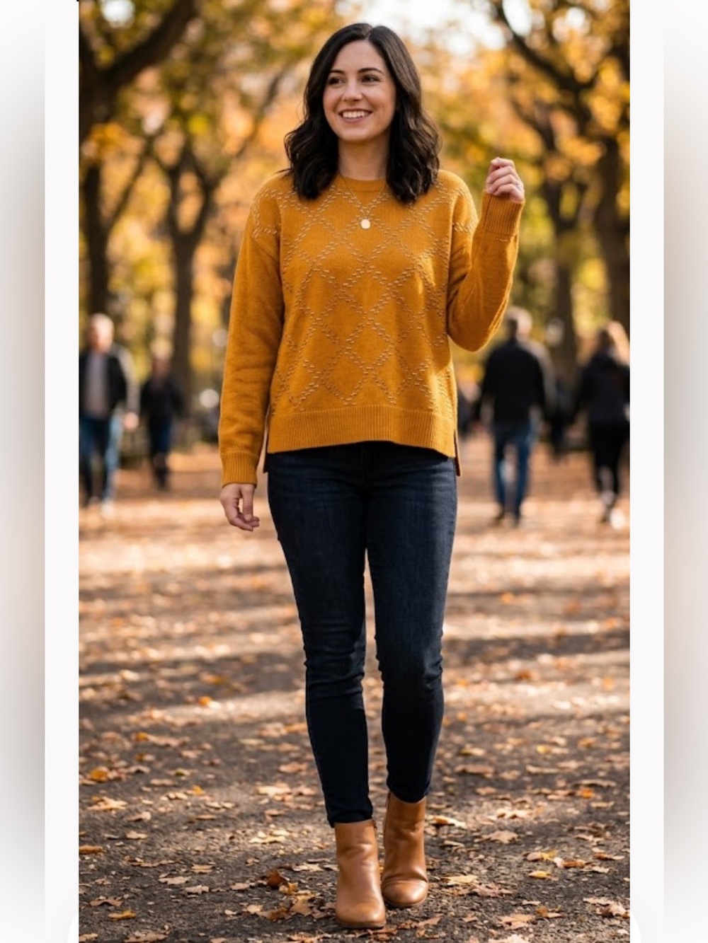 MICHAEL Michael Kors Mustard Pointelle Crew Neck Sweater
